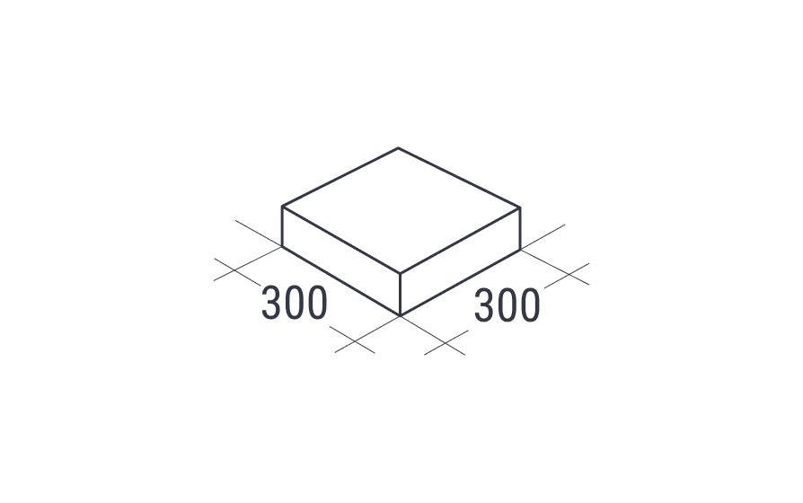 300х150мм, 300х300мм, 600х300мм, 600х600мм стандарт. Толщина от 20 до 50 мм